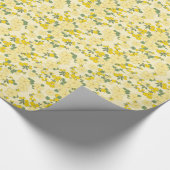  pastelcitroengeel bloemontwerp cadeaupapier (Hoek)