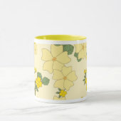 pastelcitroengeel bloemontwerp mok (Midden)