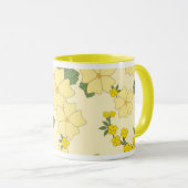 pastelcitroengeel bloemontwerp mok (Voorkant rechts)