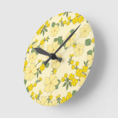 pastelcitroengeel bloemontwerp ronde klok (Hoek)