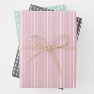 Pastelcombinatie van Grijs, Roze, Mint Strepen Inpakpapier Vel