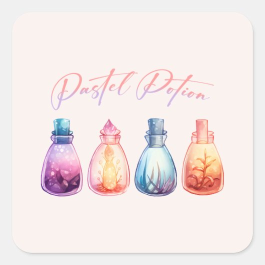 pasteldrank vierkante sticker (Voorkant)