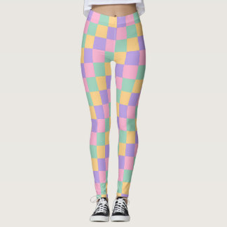 Pasteldromen schaakbordpatroon leggings