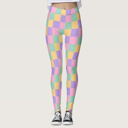 Pasteldromen schaakbordpatroon leggings (Voorkant)