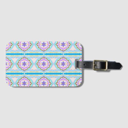 Pasteldroom Boho Geometrische Kaleidoscoop Bagagelabel (Voorkant (horizontaal))