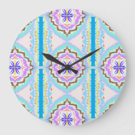 Pasteldroom Boho Geometrische Kaleidoscoop Grote Klok