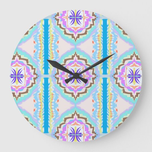 Pasteldroom Boho Geometrische Kaleidoscoop Grote Klok (Voorkant)