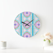 Pasteldroom Boho Geometrische Kaleidoscoop Grote Klok (Huis)