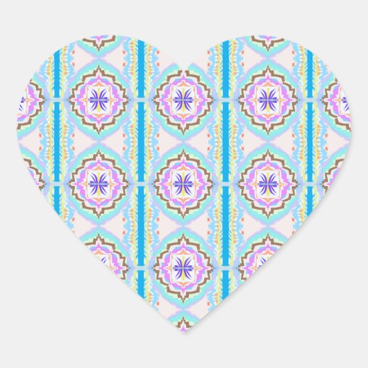 Pasteldroom Boho Geometrische Kaleidoscoop Hart Sticker (Voorkant)