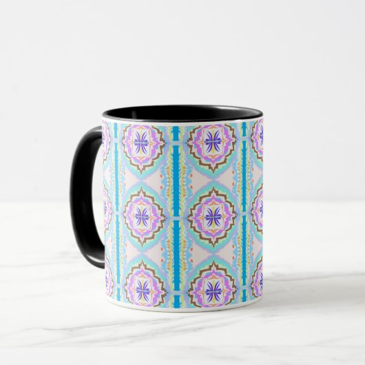 Pasteldroom Boho Geometrische Kaleidoscoop Mok (Voorkant links)