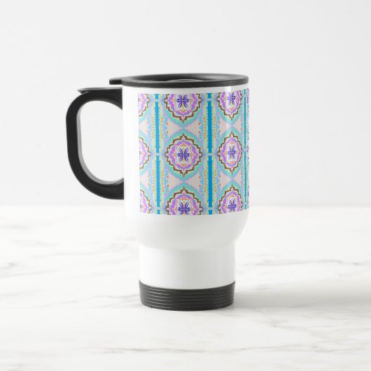 Pasteldroom Boho Geometrische Kaleidoscoop Reisbeker (Links)