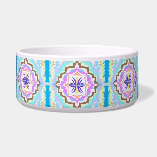 Pasteldroom Boho Geometrische Kaleidoscoop Voerbakje (Voorkant)