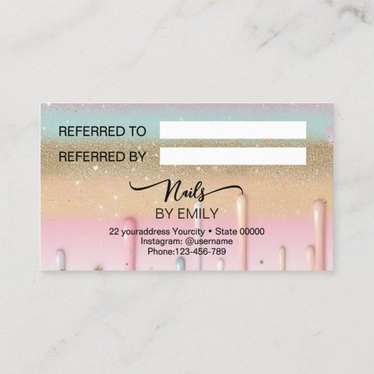 Pasteldruppel nagelsalon Referral Kaart Klantenkaartje (Achterkant)