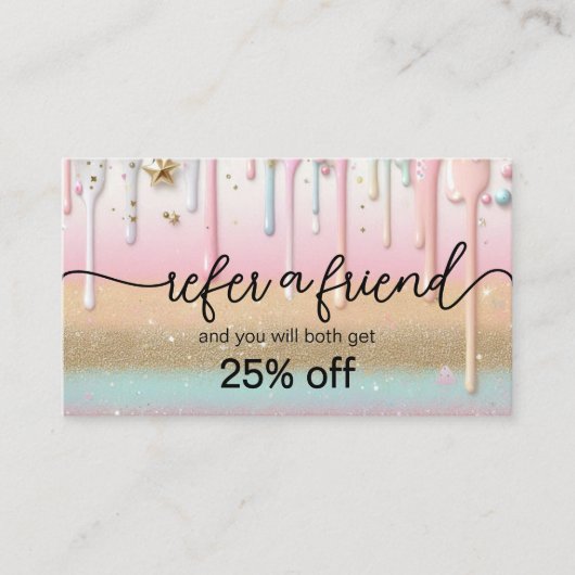 Pasteldruppel nagelsalon Referral Kaart Klantenkaartje (Voorkant)