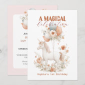 Pasteleenhoorn 1e verjaardag kaart (Voorkant / Achterkant)