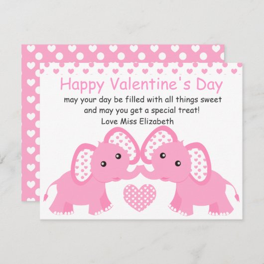 Pastelefhanten in roze! feestdagenkaart (Voorkant / Achterkant)