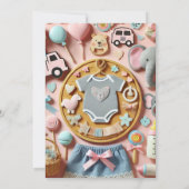 Pastelelementen van Schattige Baby shower Kaart (Achterkant)