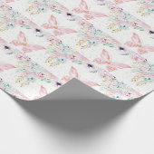 Pastelflorale en -vlinder cadeaupapier (Hoek)