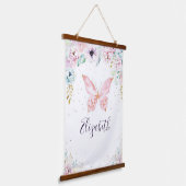 Pastelflorale en vlinderbloemige baby hangend wandkleed (Gebogen)