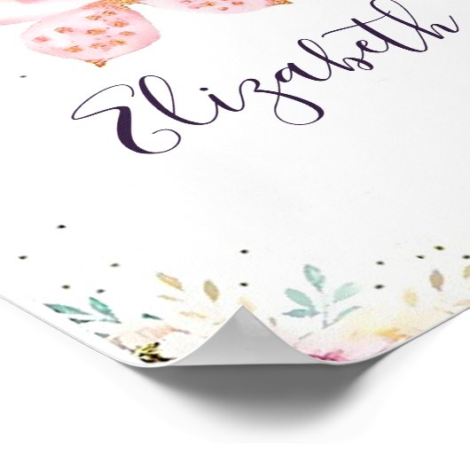 Pastelflorale en vlinderbloemige baby poster (Hoek)
