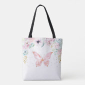 Pastelflorale en vlinderbloemige baby tote bag (Achterkant)