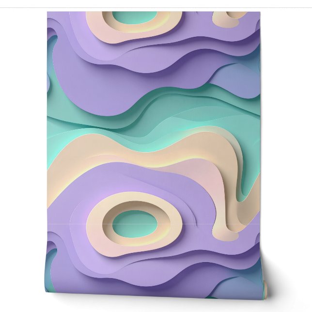 PastelFlow Abstracte Golf verwijderbare sticker Behang (Afrollen)