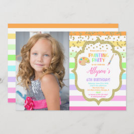 Pastelfoto van tekenverjaardagsfeestje kaart