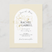 Pastelgeel | Boho Boog Gouden Bloem Bruiloft Briefkaart (Voorkant)