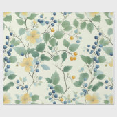 Pastelgeel en groen botanisch wijnpatroon cadeaupapier (Vlak)