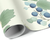 Pastelgeel en groen botanisch wijnpatroon cadeaupapier (Rol Hoek)