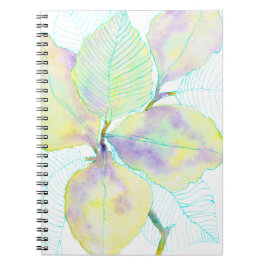Pastelgeelgroene waterverf botanische bladeren notitieboek
