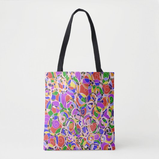 Pastelgekleurde abstracte patronen tote bag (Voorkant)