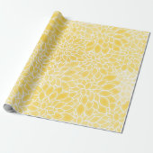 Pastelgele dahlias cadeaupapier (Uitgerold)