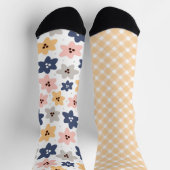 pastelgele mix geruit en bloemenkoud sokken (Top)