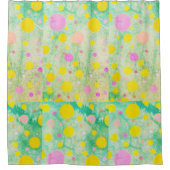 Pastelgele munt groen roze douchegordijn (Voorkant)