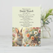 Pastelgele Paasbrunch met Konijn  Kaart (Staand voorkant)