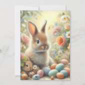 Pastelgele Paasbrunch met Konijn  Kaart (Achterkant)