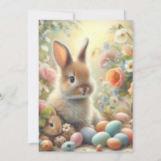 Pastelgele Paasbrunch met Konijn  Kaart (Achterkant)