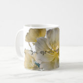 Pastelgele witte bloemen koffiemok (Voorkant links)