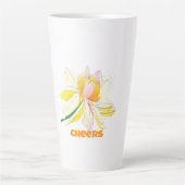 Pastelgele witte bloemen latte mok (Voorkant)