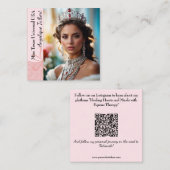 Pastelglitter Pageant-oproepkaart | QR-code Vierkante Visitekaartje (Voorkant / Achterkant)