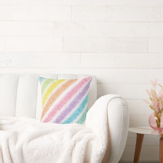 pastelglitterregenboog kussen (Bank)