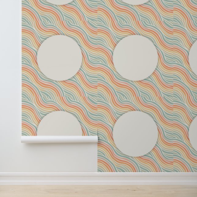 Pastelgolven moderne geometrische cirkelrand behang (Applicatie)