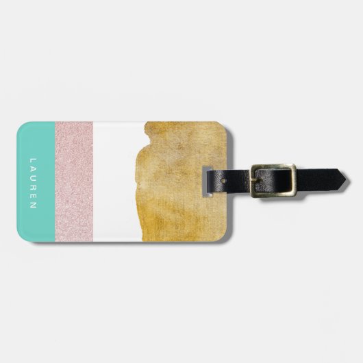 pastelgoud Monogram Bagagelabel (Voorkant horizontaal)