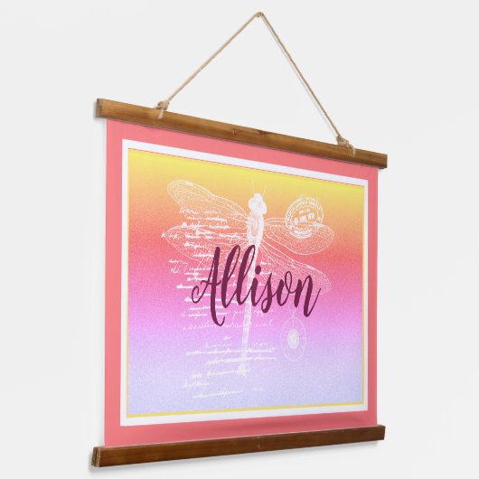 Pastelgradiënt dragonfly gepersonaliseerd hangend wandkleed (Gebogen)
