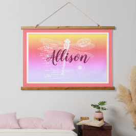 Pastelgradiënt dragonfly gepersonaliseerd hangend wandkleed