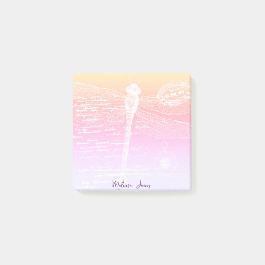 Pastelgradiënt dragonfly gepersonaliseerd post-it® notes (Voorkant)