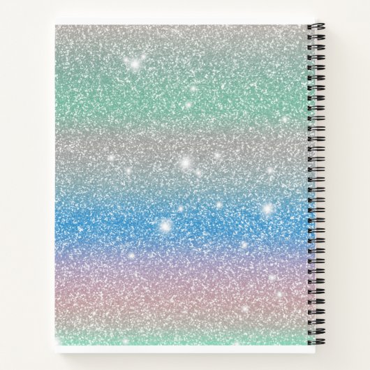 Pastelgradiënt Glitter Sparkle Monogram Notitieboek (Achterkant)