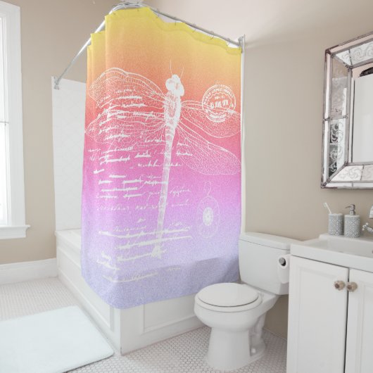 Pastelgradiëntlibellen Douchegordijn (In situ)