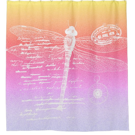 Pastelgradiëntlibellen Douchegordijn (Voorkant)